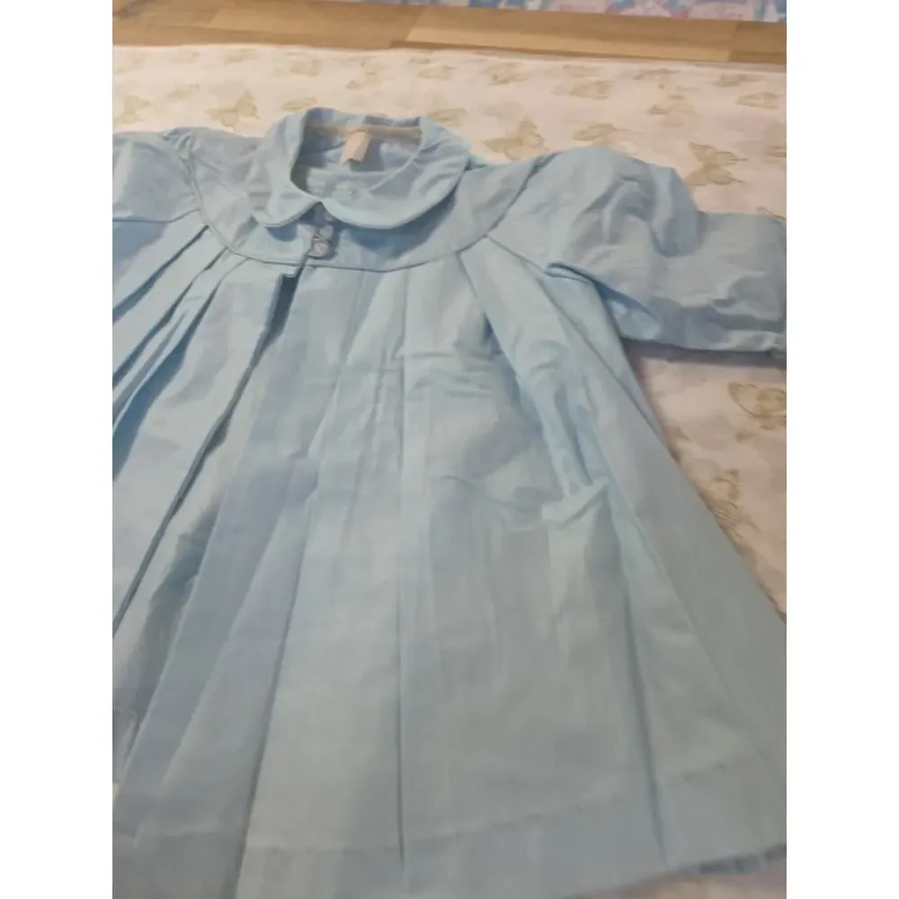 Vintage Pleated 1950s Baby Coat 6 Mos Blue
